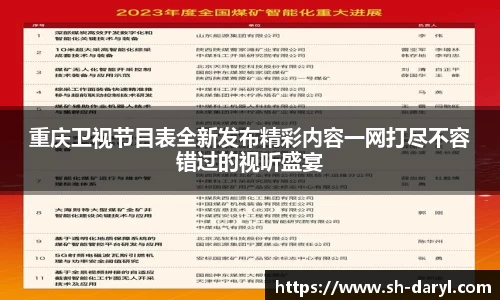 重庆卫视节目表全新发布精彩内容一网打尽不容错过的视听盛宴