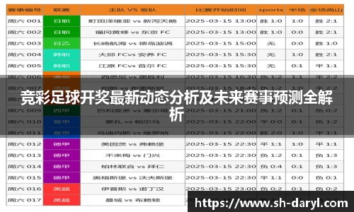 竞彩足球开奖最新动态分析及未来赛事预测全解析